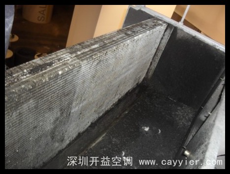 清洗完后被严重污染的翅片